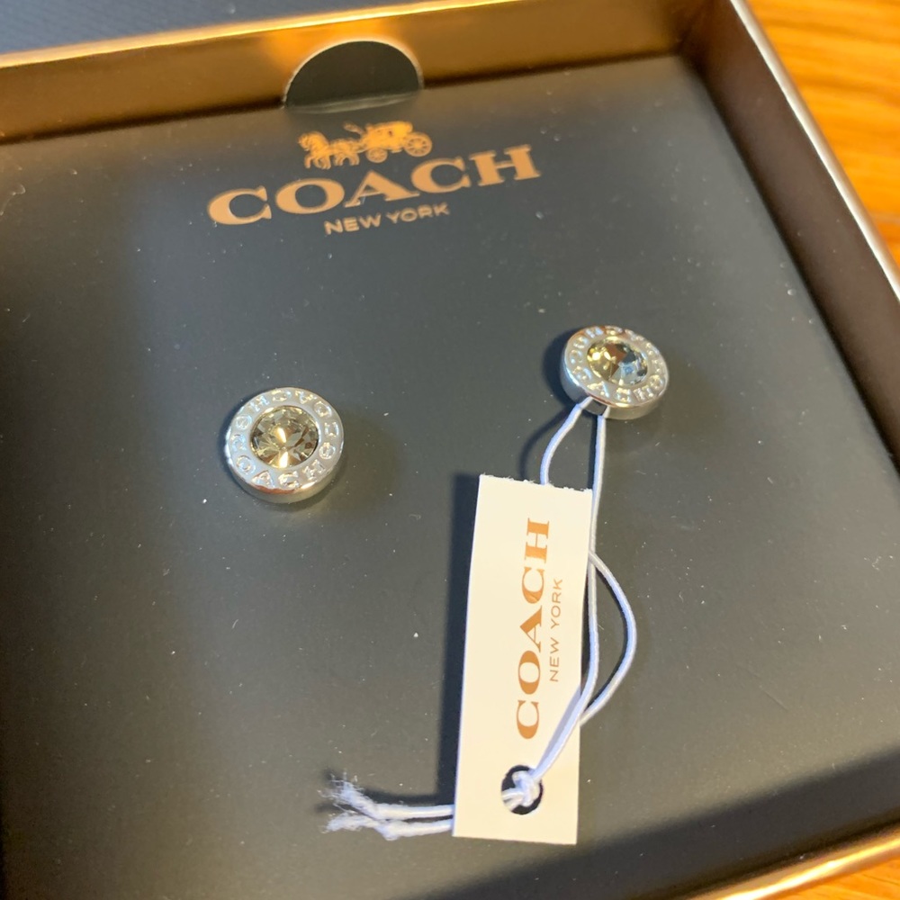 COACH Open Circle Stone Strand Earrings